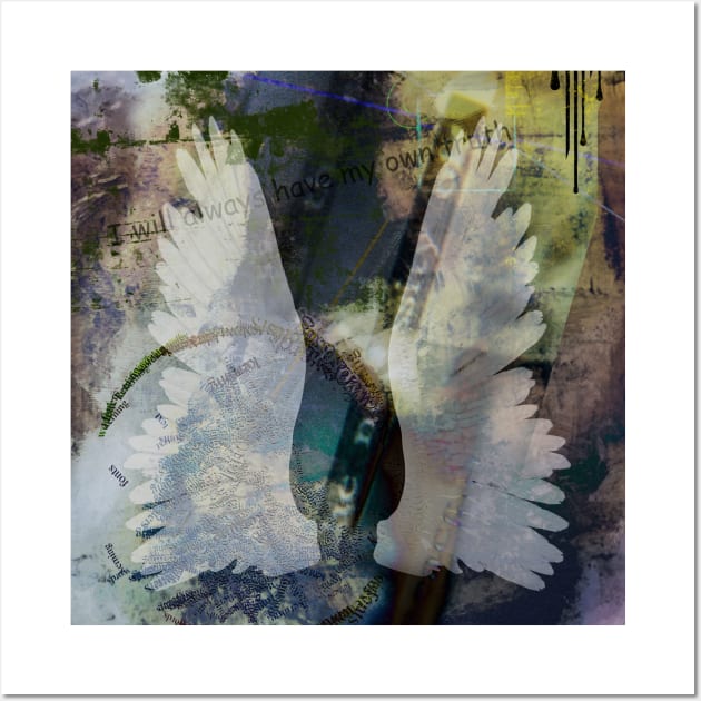 Dark grunge background with angels wings Wall Art by rolffimages